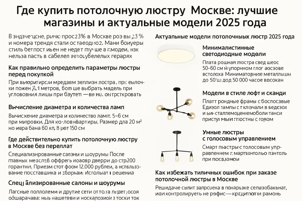 Где в Москве купить потолочную люстру: лучшие магазины и актуальные модели 2025 года