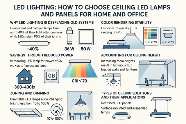 Led освещение: как выбрать потолочные светодиодные светильники и панели для дома и офиса